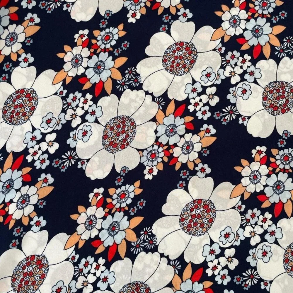 Retro floral print scoop neckline sheer top - Picture 3 of 3